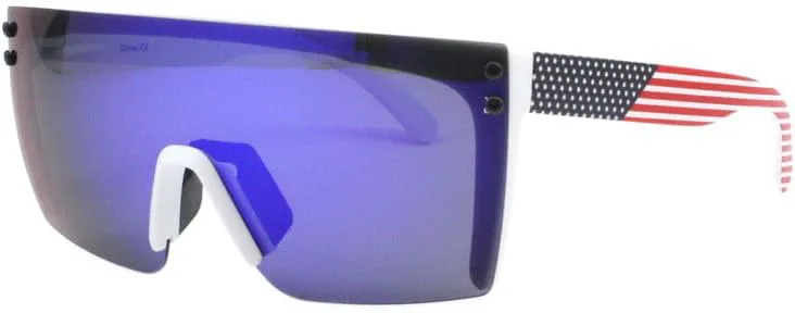 

Солнцезащитные очки PASTL с поляризованными линзами, квадратной оправой, спортивного стиля, защита от ультрафиолета UV400, White-color Flag (Blue Mirror)