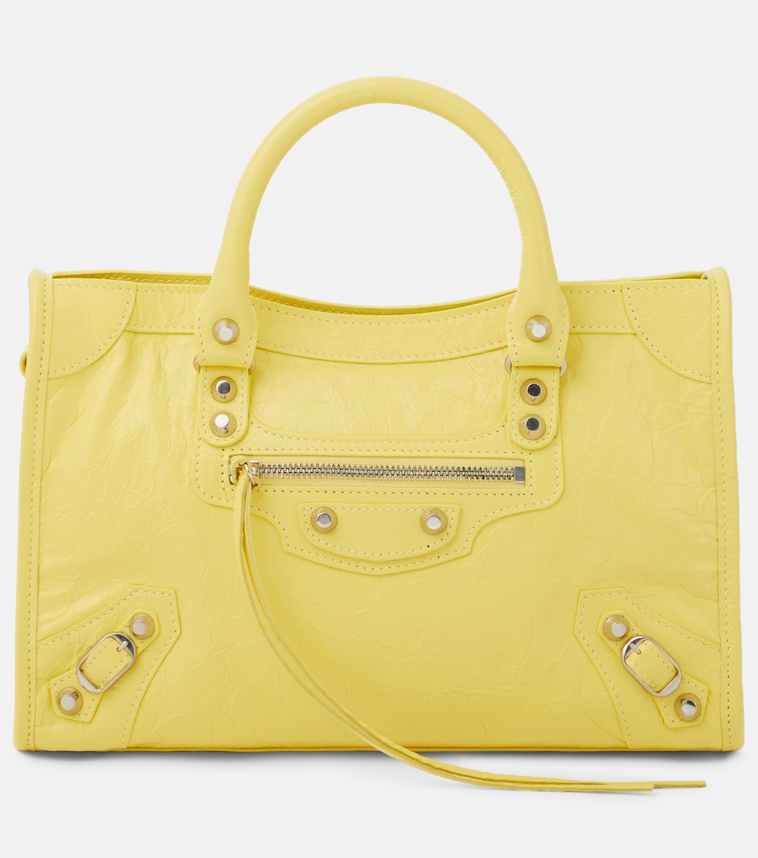 

Городская маленькая кожаная сумка через плечо Balenciaga, Citrus