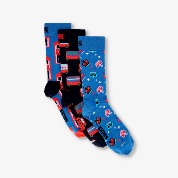 

Комплект из трех носков London из эластичного хлопка Happy Socks, мультиколор