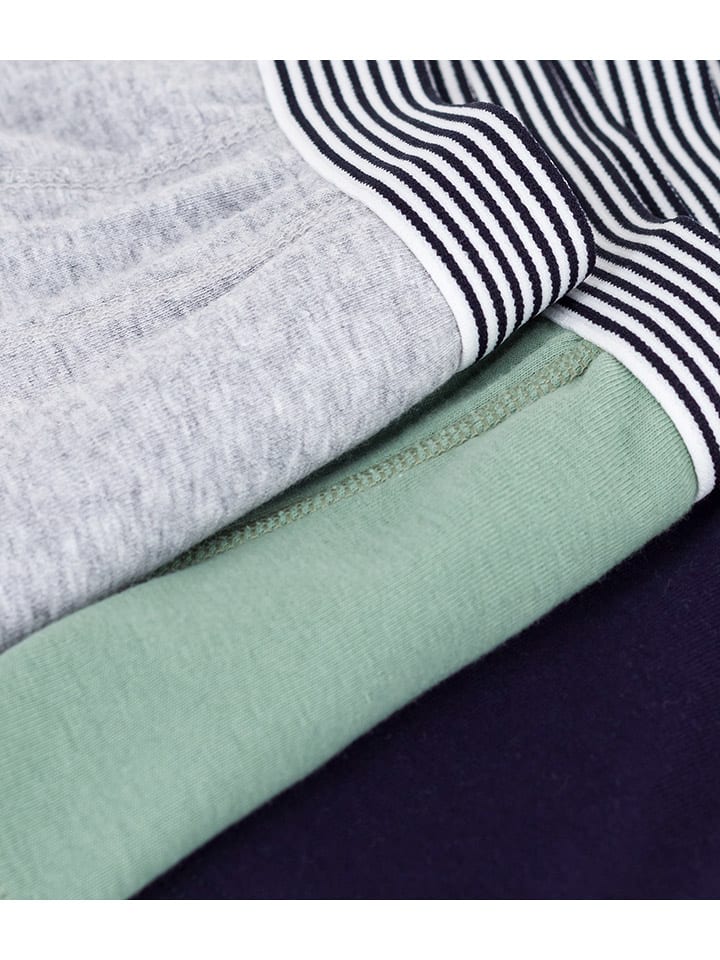 PETIT BATEAU Комплект из 3 штук: боксерские шорты зеленого, серого и черного цвета — фото 3
