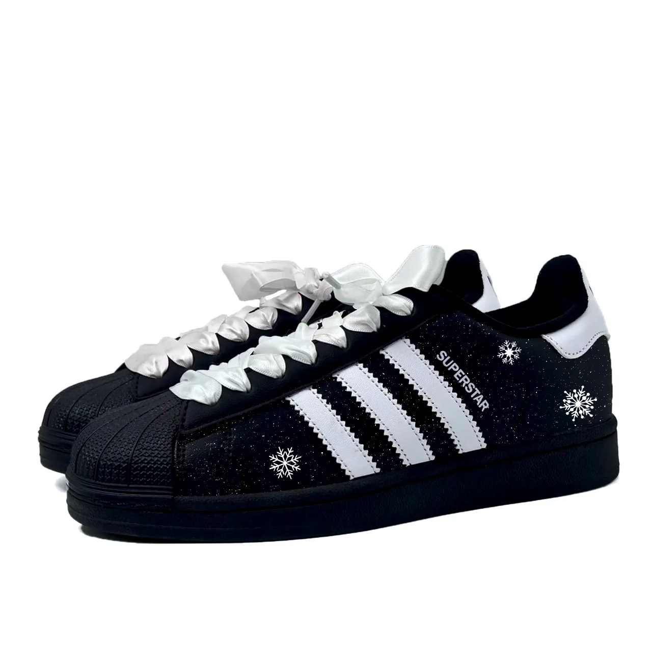 Superstar 2 Snowy Night Starlight Abrasion Resistant низкие Adidas Originals, черный белый — фото 4