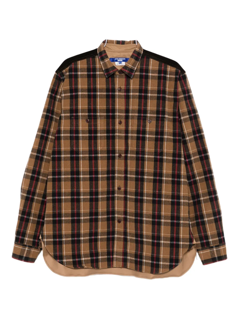 

Рубашка в клетку с вельветовыми вставками Junya Watanabe Man, коричневый