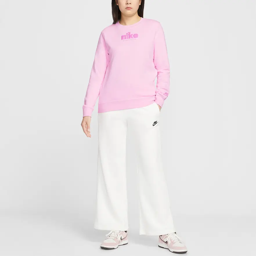 Nike Свитшот женский розовый с круглым вырезом Moderate — фото 3