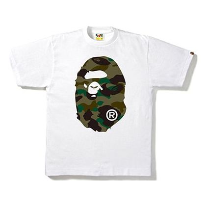 

Футболка A Bathing Ape Green Camouflage Ape Head Tee 'White'
