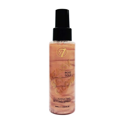 

Готовый набор Glow Makeup Fixing Spray Shimmer Finish Rose Gold W7