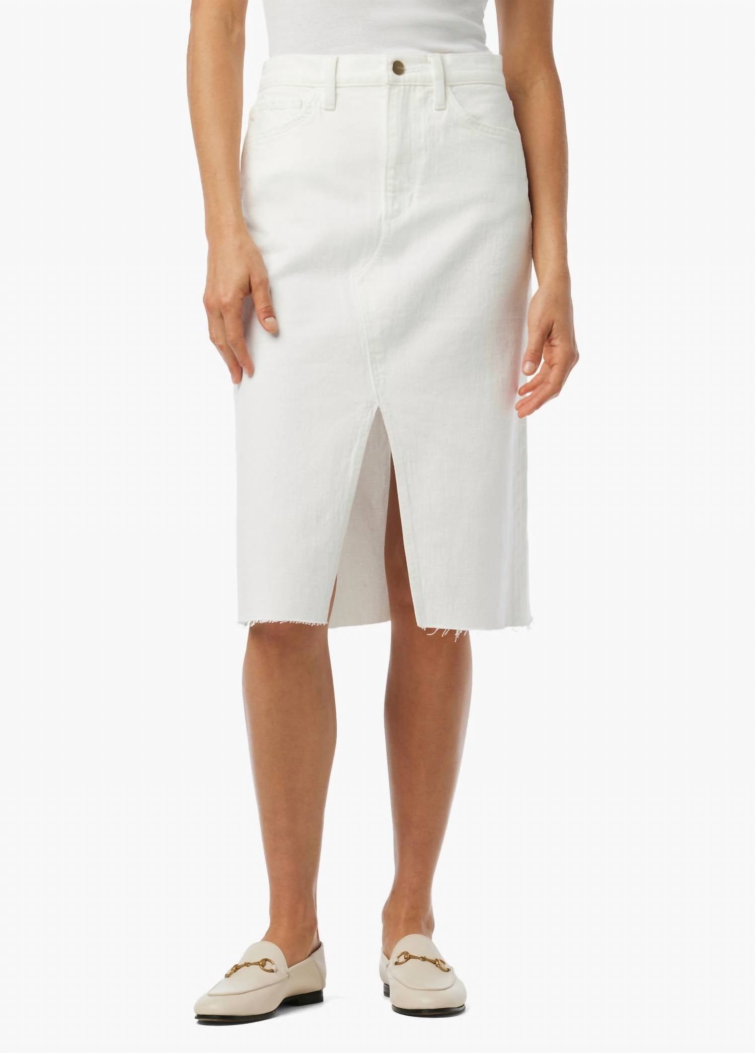 

Юбка джинсовая с разрезом High Rise The Joplin, размер 28, $198, цвет Optic White JOE'S Jeans