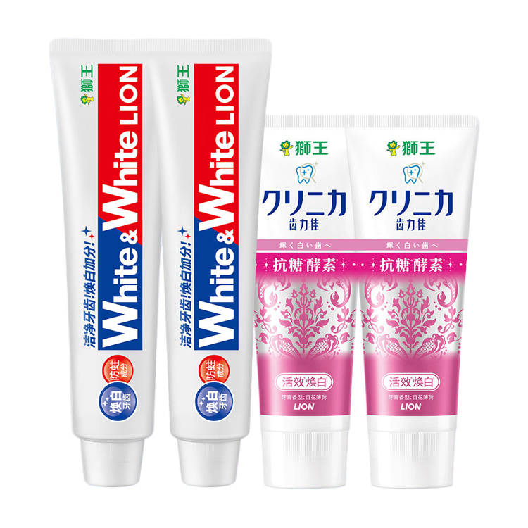 

LION Большая белая тюбик ферментные добавки зубная паста очищение и освежение дыхания мята 150г+130г