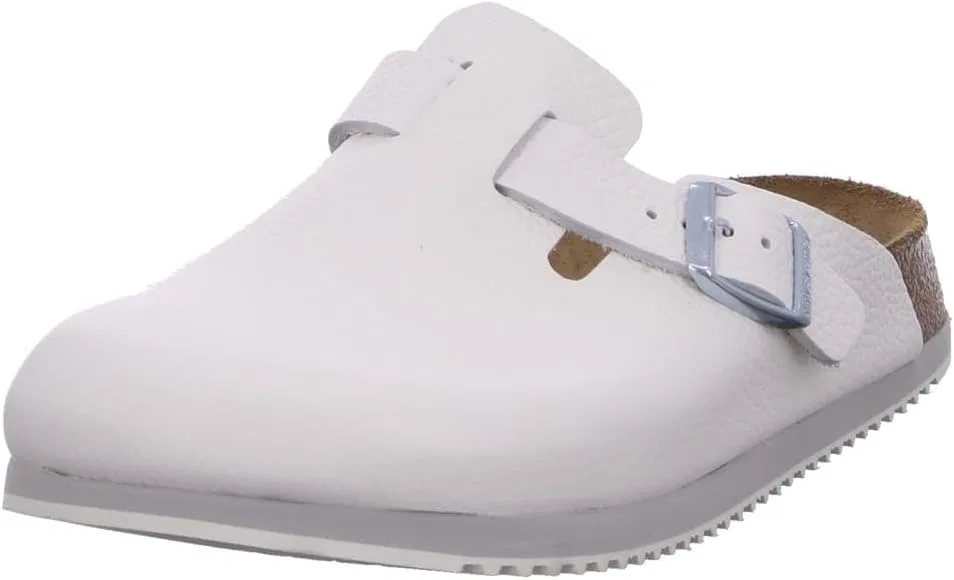 Birkenstock Boston, унисекс - сабо и мюли из нубуковой кожи для взрослых, White