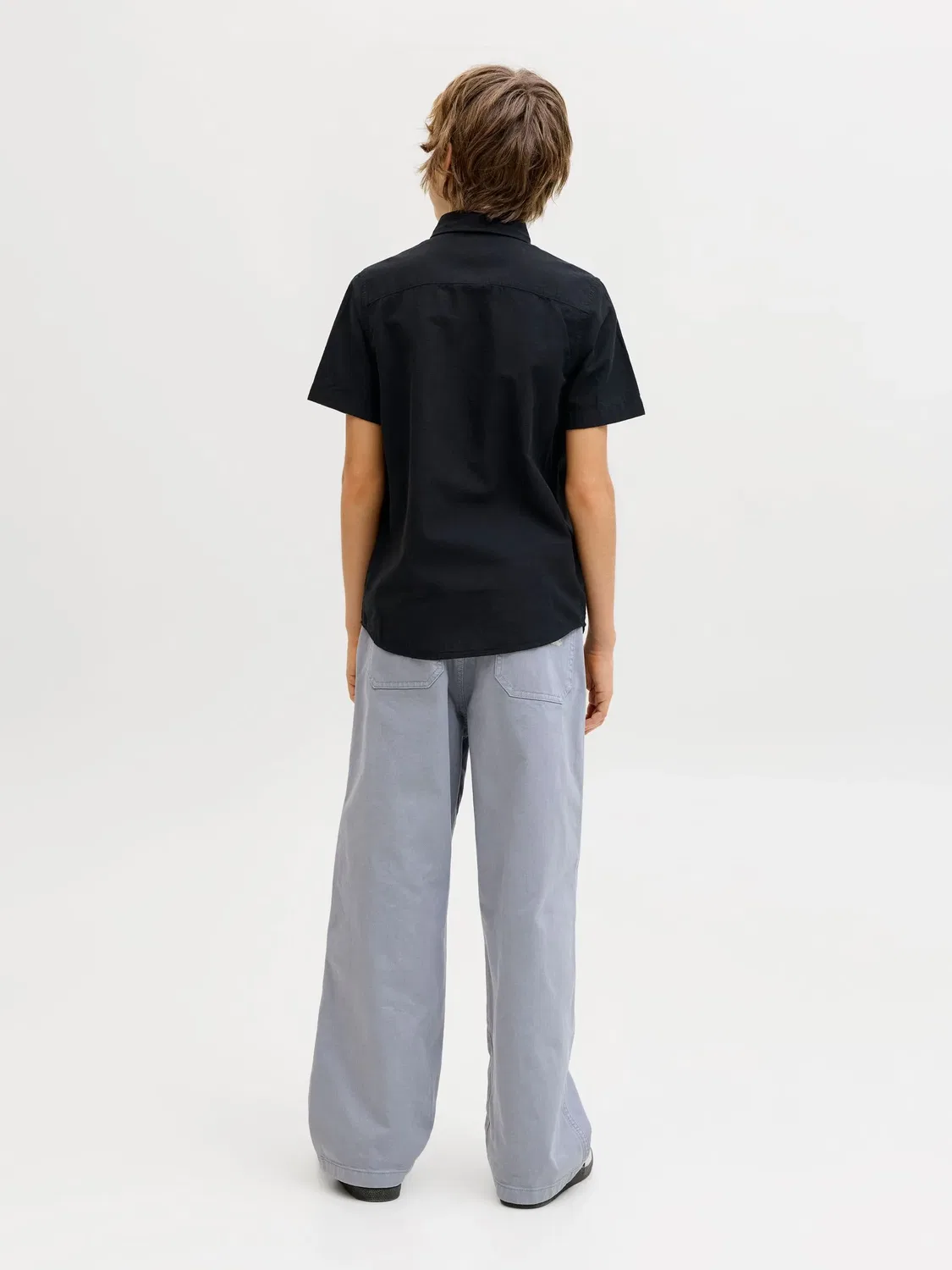 Рубашка из льна и хлопка JACK & JONES Junior, черный — фото 3