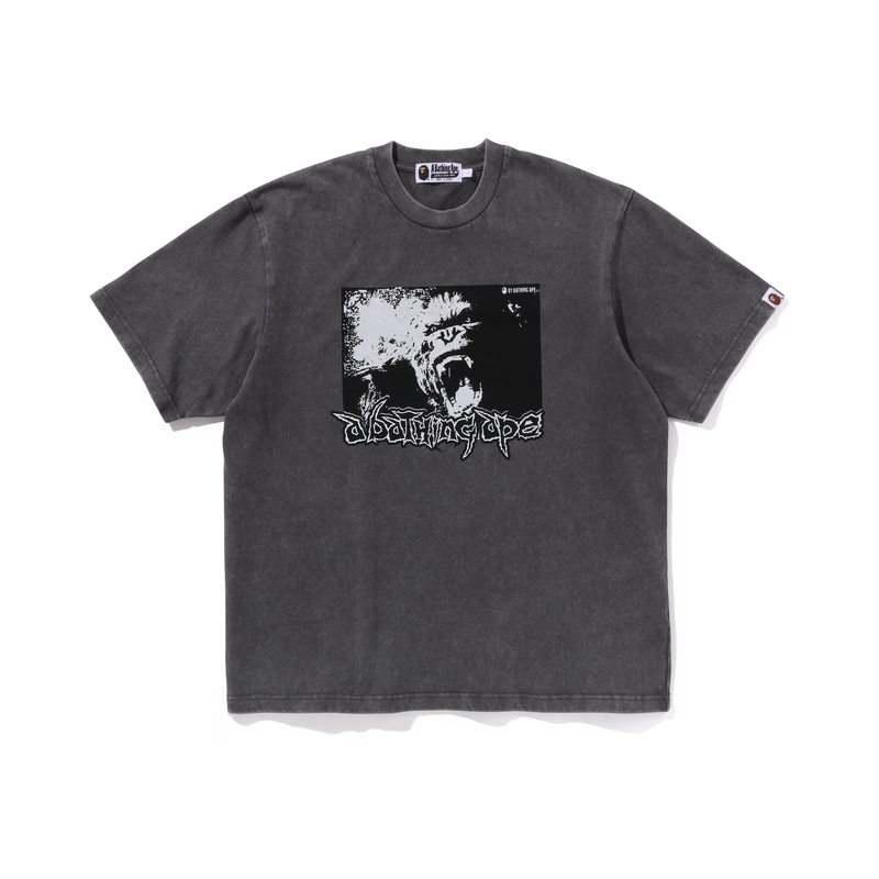 

Футболка Bape Mad Ape с принтом кислотной стирки, свободный крой A BATHING APE, Ecru IVX