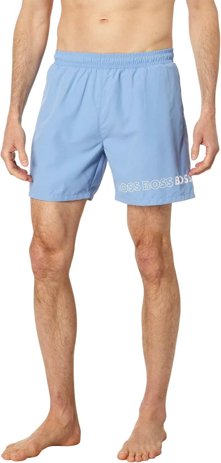 

Мужские плавки BOSS с вертикальным логотипом, Marina Blue