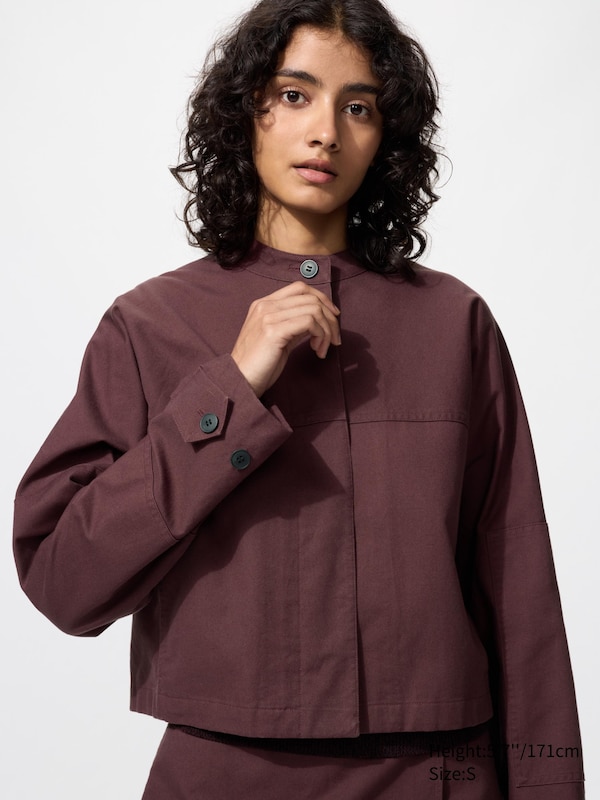 Короткая хлопковая куртка Uniqlo, 32 beige — фото 3