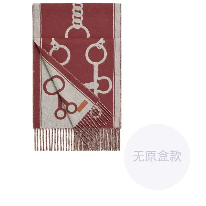 

Кашемировый вязаный шарф женский HERMES, красный