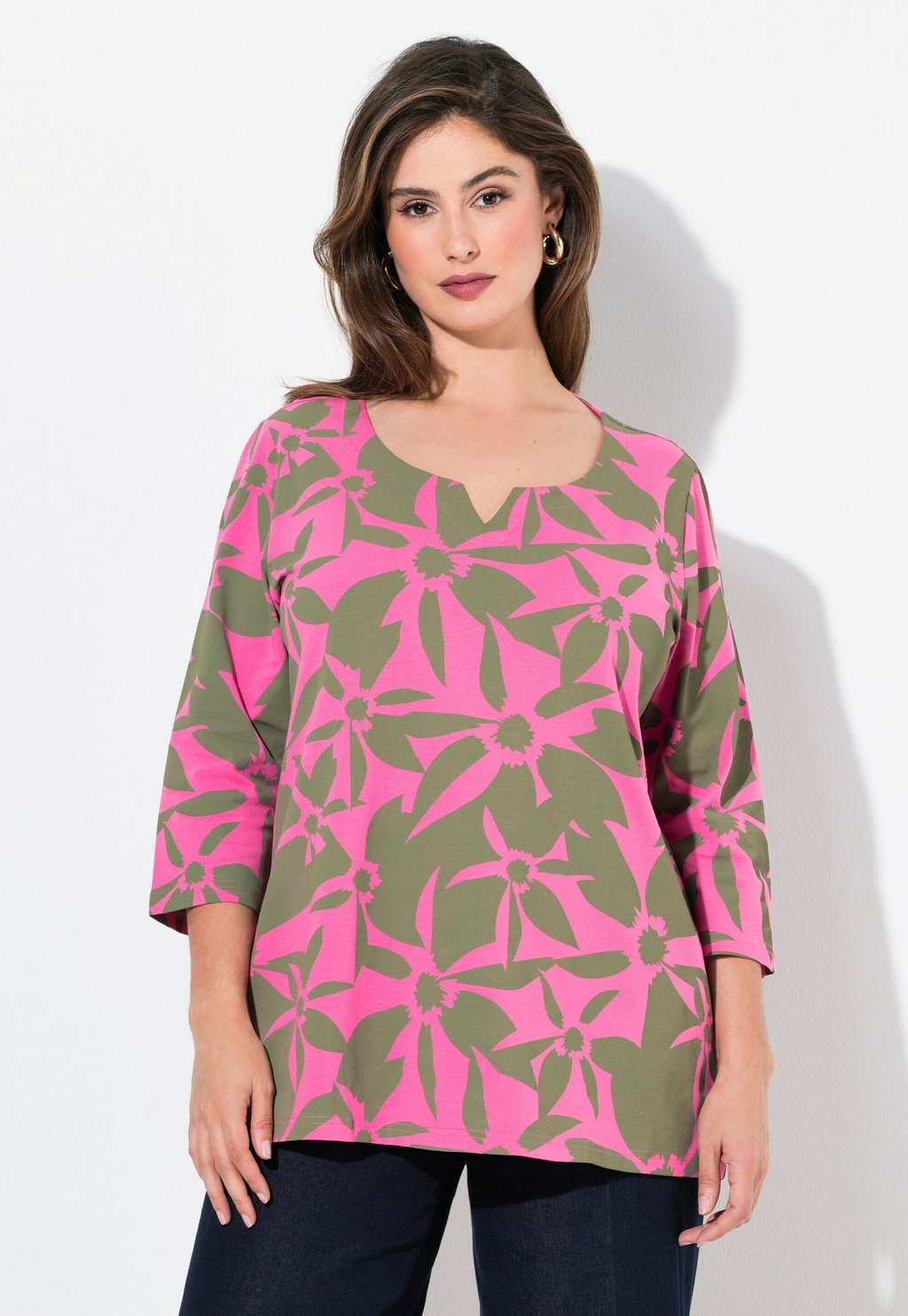

Футболка с длинным рукавом FLOWER 3/4 SLEEVE Ulla Popken, оливковый