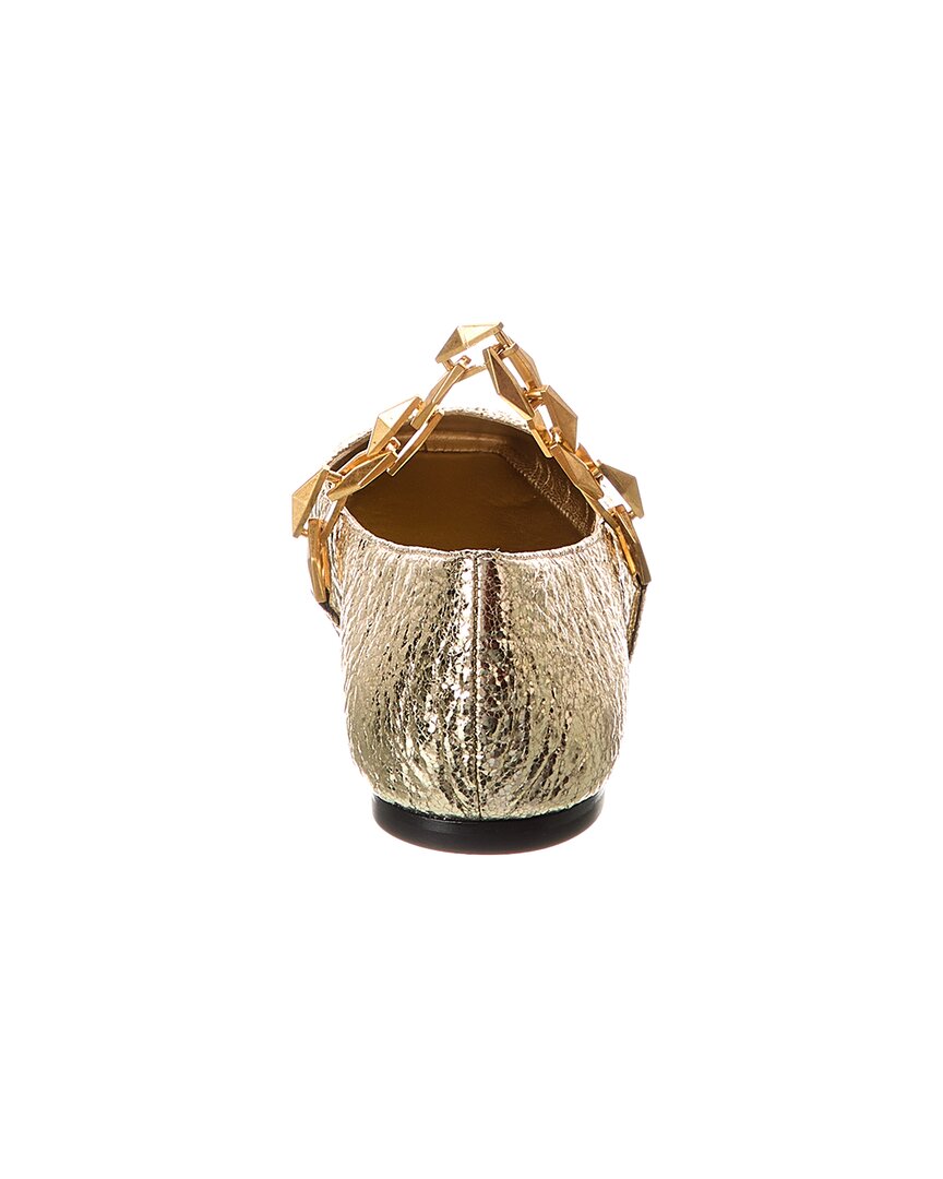 Туфли-лодочки Jimmy Choo Diamond Tilda из кожи на плоской подошве, золотой — фото 3