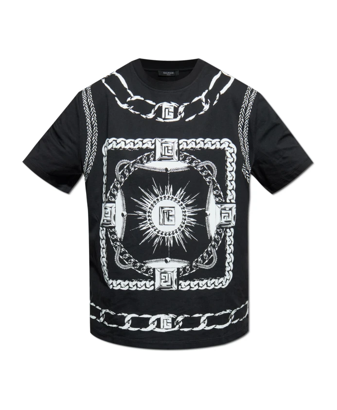 

Футболка с принтом Balmain, черный