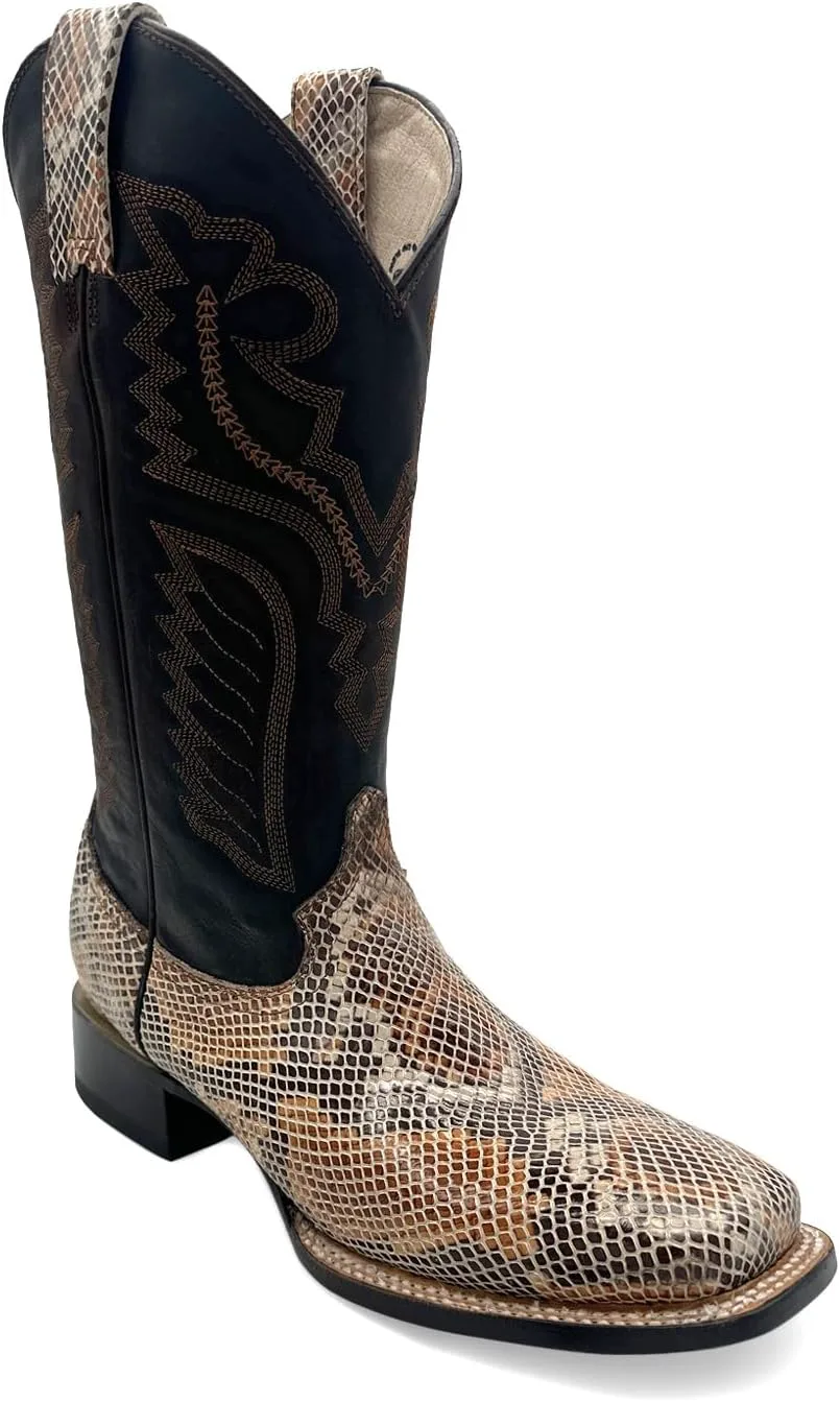 

Мужские вестерн-сапоги Western Shops с экзотическим принтом из кожи питона, квадратный носок The Western Shops