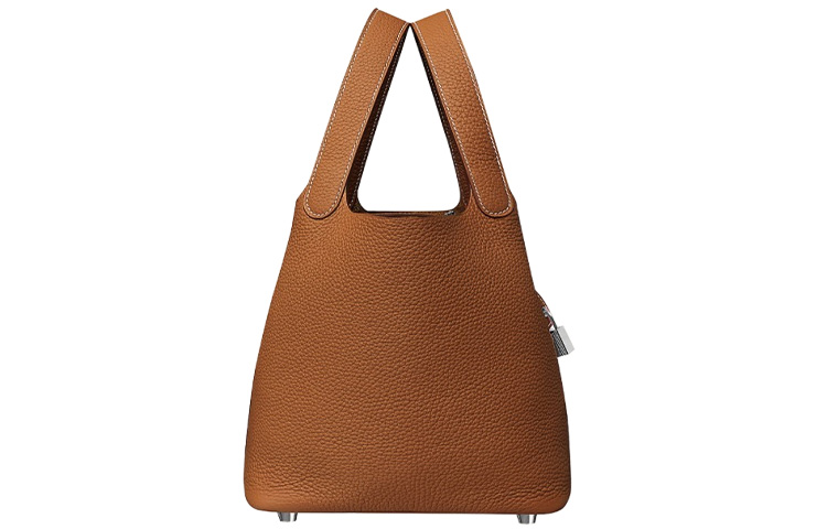 Hermes Сумка-корзинка Picotin Lock Taurillon Clemence из кожи, сумка-ведро, дамская сумочка, размер 22, женский размер 37, золотисто-коричневый — фото 2