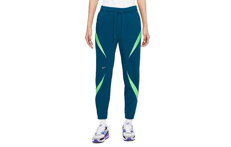 Вязаные спортивные брюки женские с вышивкой соломенно-голубой Nike, фиолетово-синий — фото 2
