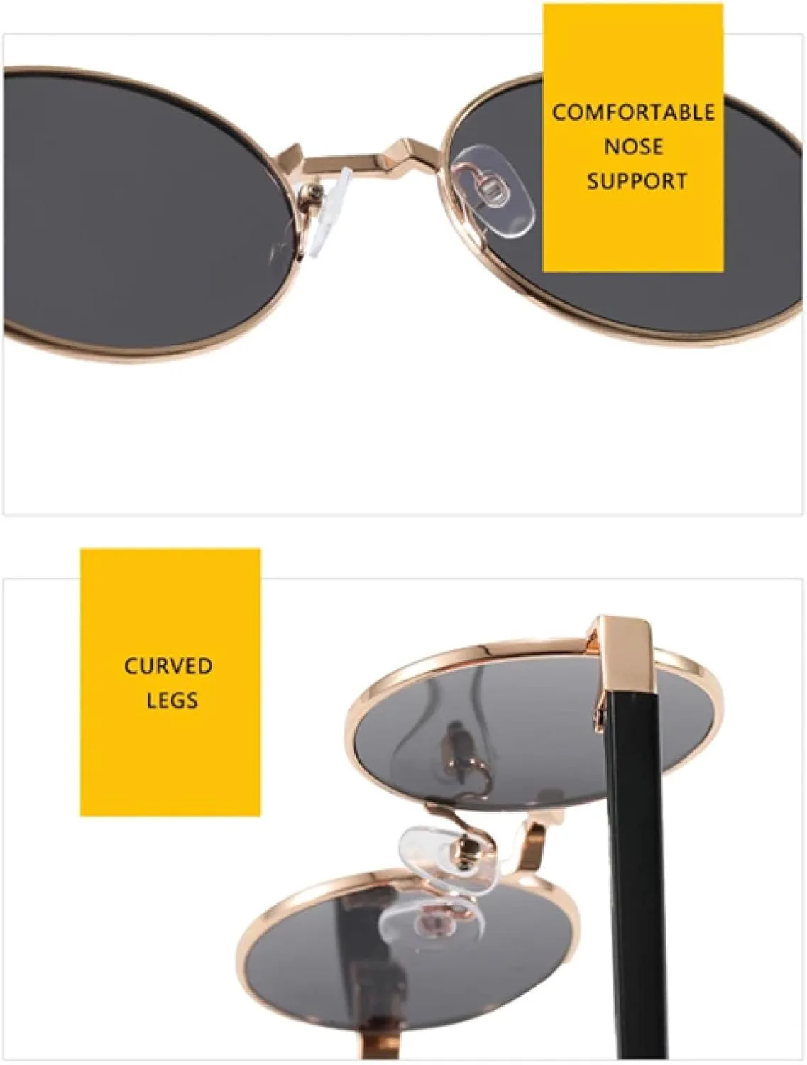 

Винтажные маленькие металлические овальные женские солнцезащитные очки, модные прозрачные градиентные очки UV400, мужские в стиле панк TOIPASTN, Golden Black Gray