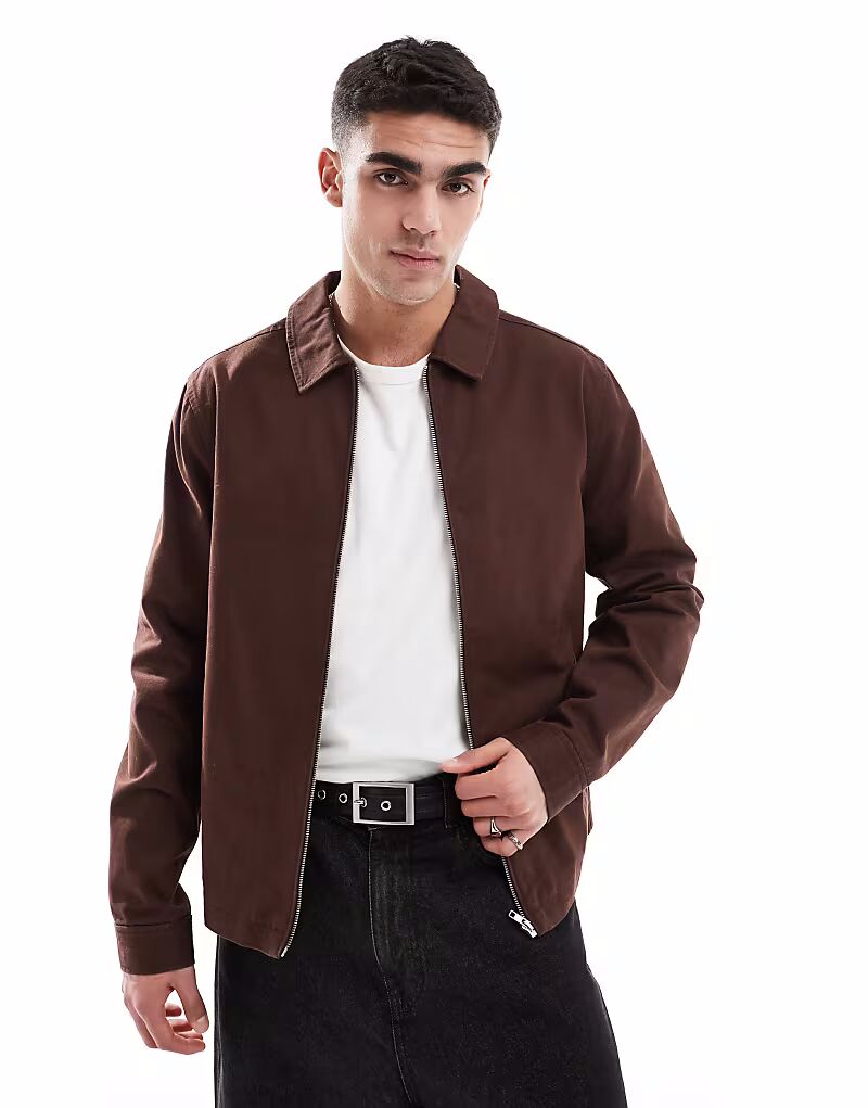 

Куртка харрингтон ASOS DESIGN коричневого цвета