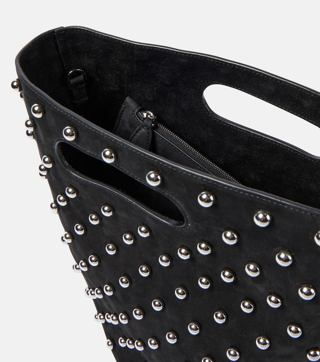 Сложенная сумка-тоут из замши с украшением Alaïa, черный — фото 3