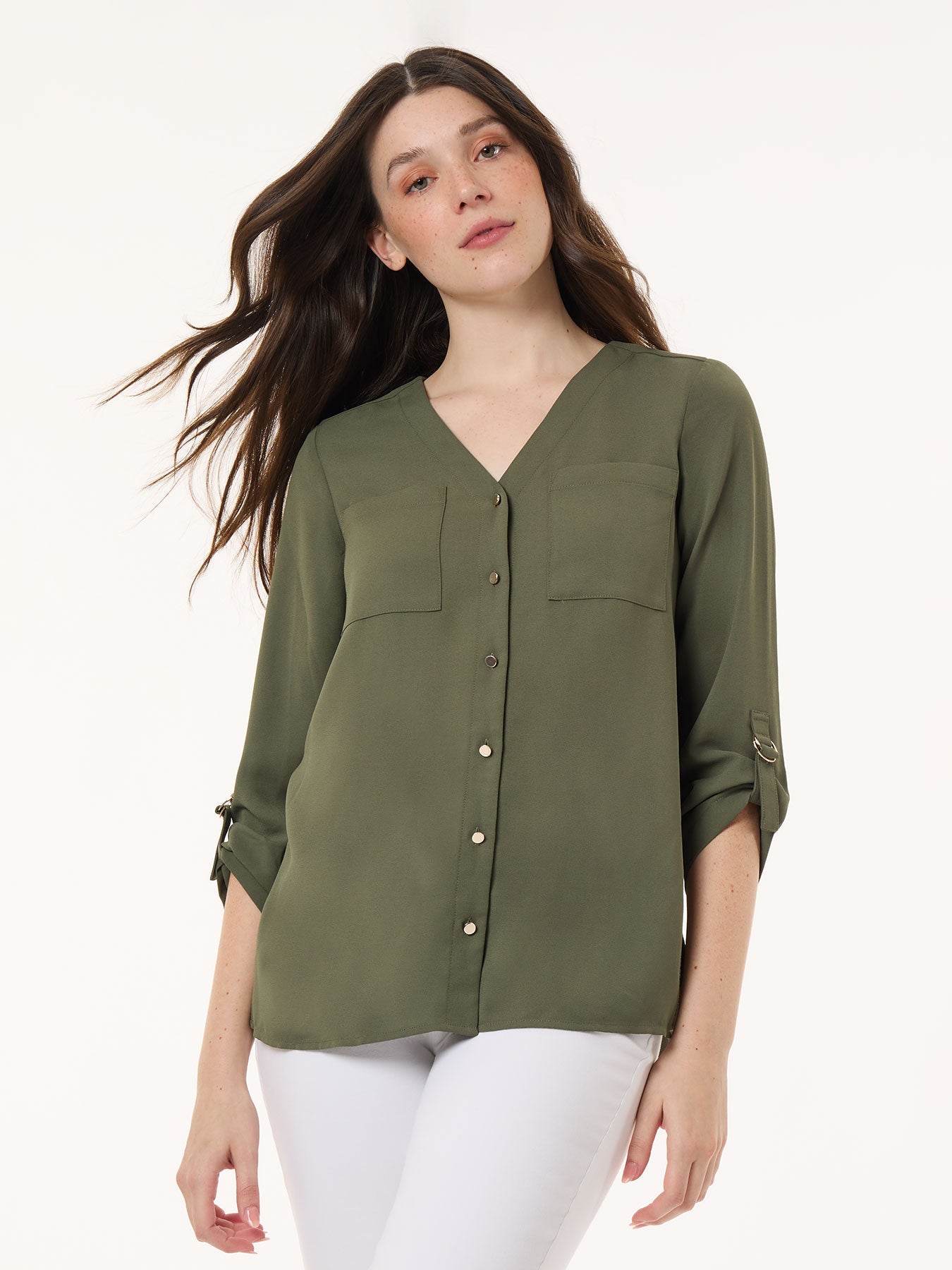 

Туника без воротника из крепа Jasper Jones New York, цвет jasper green