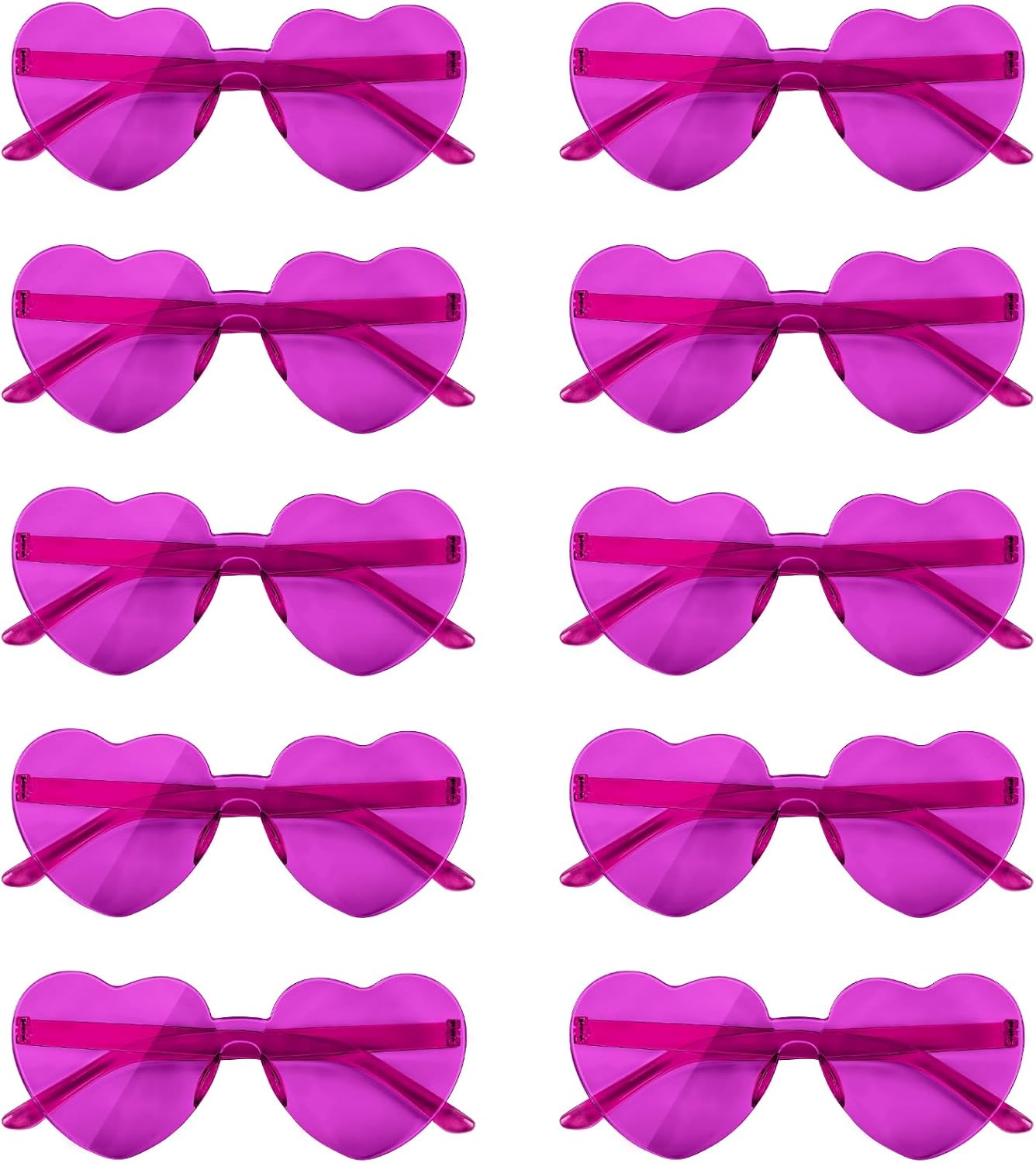

NACHLYNN 10 пар солнцезащитных очков в форме сердца для женщин, без оправы, конфетные цвета, очки в форме сердца для костюмов и косплея (темно-фиолетовые), Dark Purple