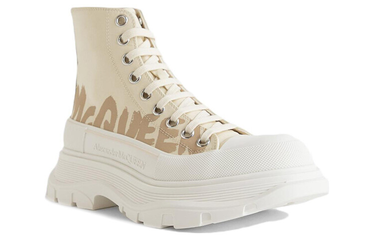 Кроссовки Tread Slick High Top бежевые женские Alexander Mcqueen — фото 3