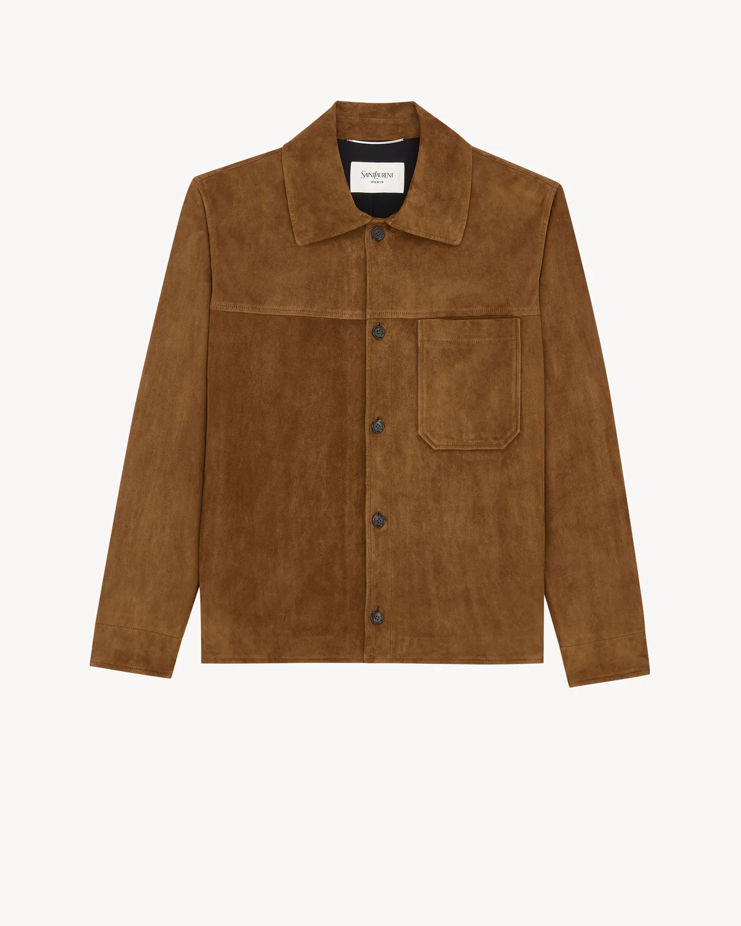 Овердшерт из замши SAINT LAURENT, коричневый