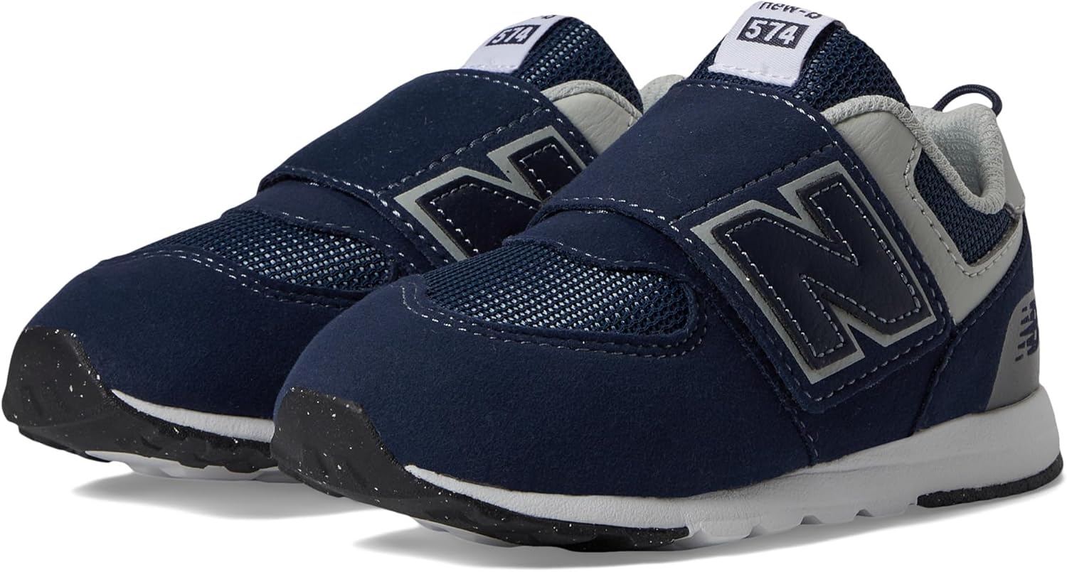 Кроссовки New Balance 574 New-b для маленьких мальчиков на липучке, белый/синий — фото 2