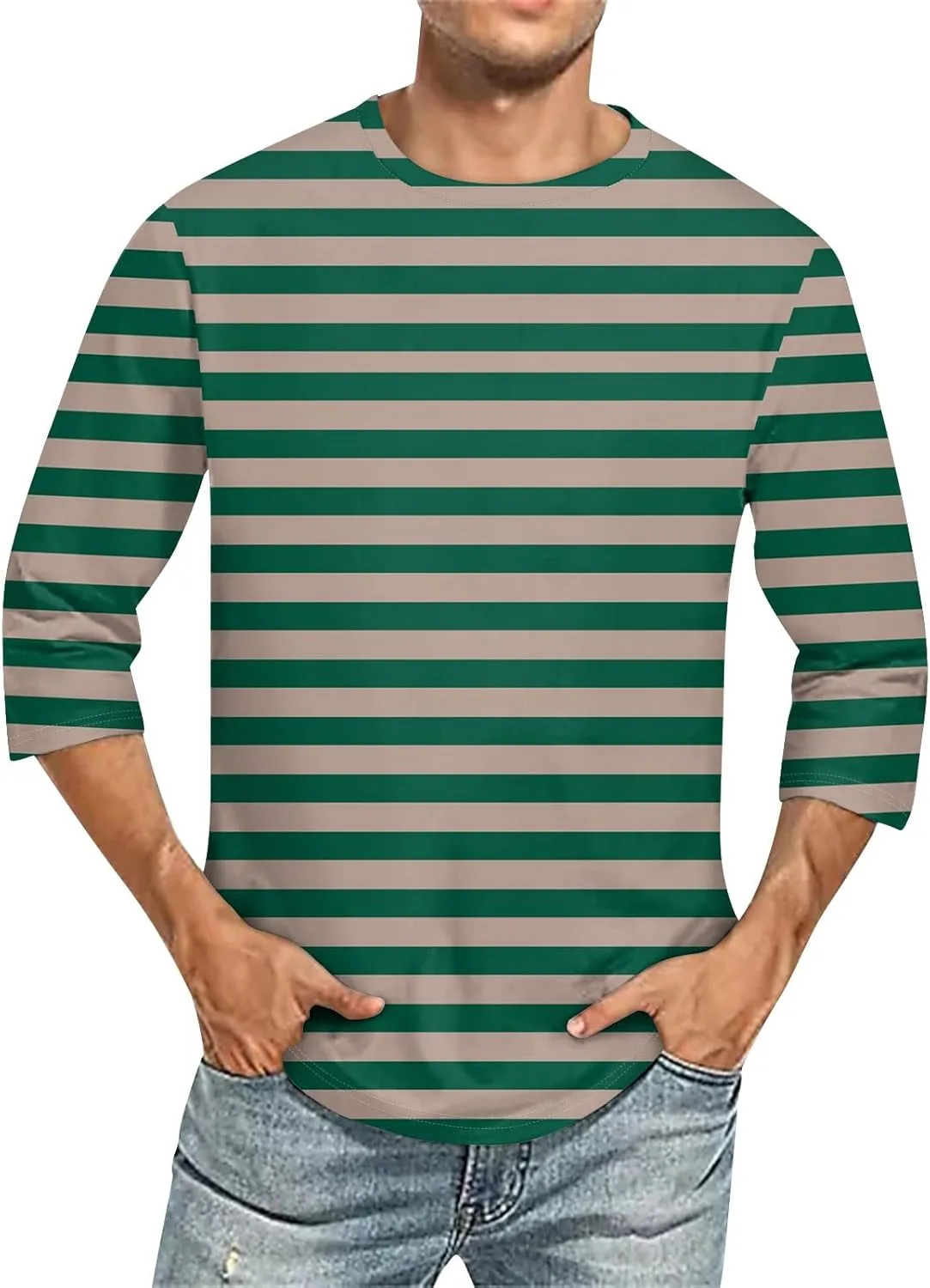 

WENKOMG1 мужская футболка с коротким рукавом в полоску для лета, Casual, S-4XL