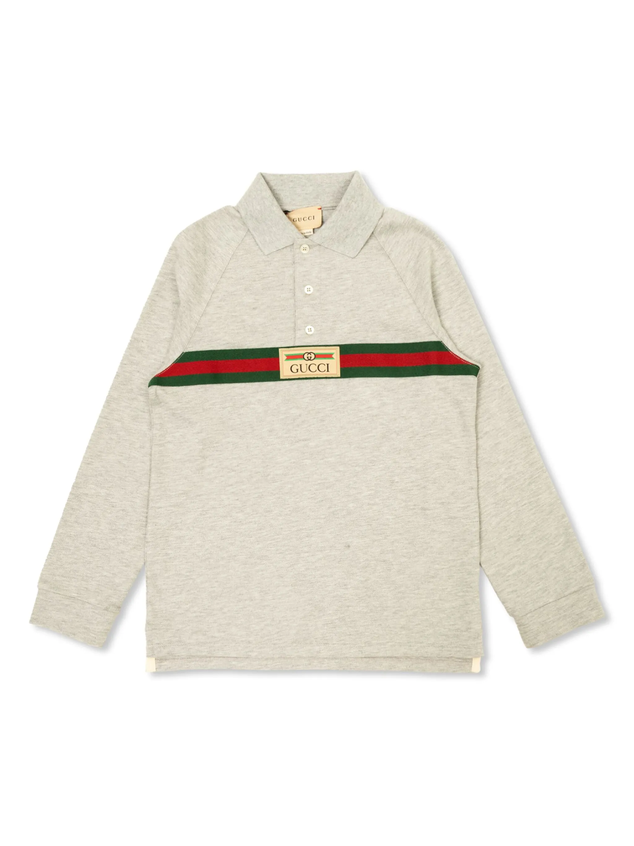 

Рубашка поло с отделкой Web Gucci Kids, серый