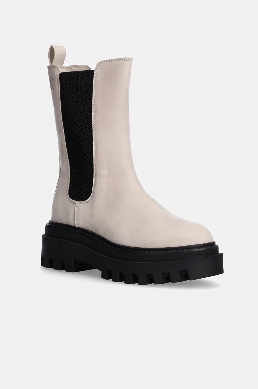 Ботильоны из нубука Calvin Klein Jeans FLATFORM CHELSEA BOOT MG NB, бежевый