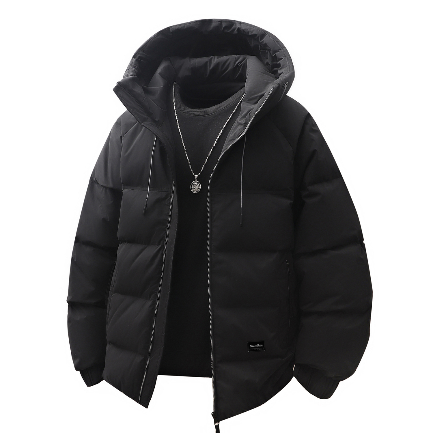 

Пуховик Unisex Hooded Thickened Others NEVER RULE, obsidian черный