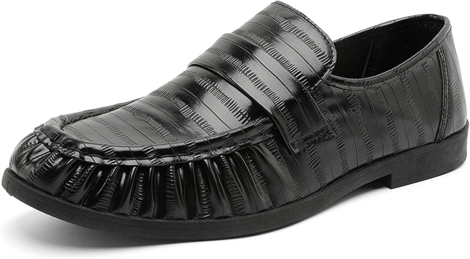 

Мужские повседневные лоферы, модные складчатые слипоны для делового стиля, противоскользящие и легкие обувь и ходьбы, подходят для свадеб, встреч и офиса Generic, черный