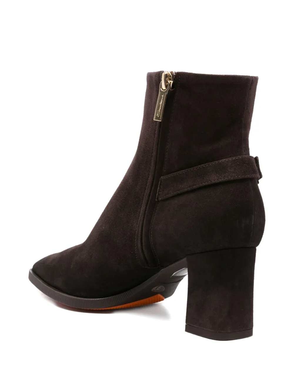 Ботильоны высотой 60 мм с острым носком и пряжкой Santoni, коричневый — фото 3