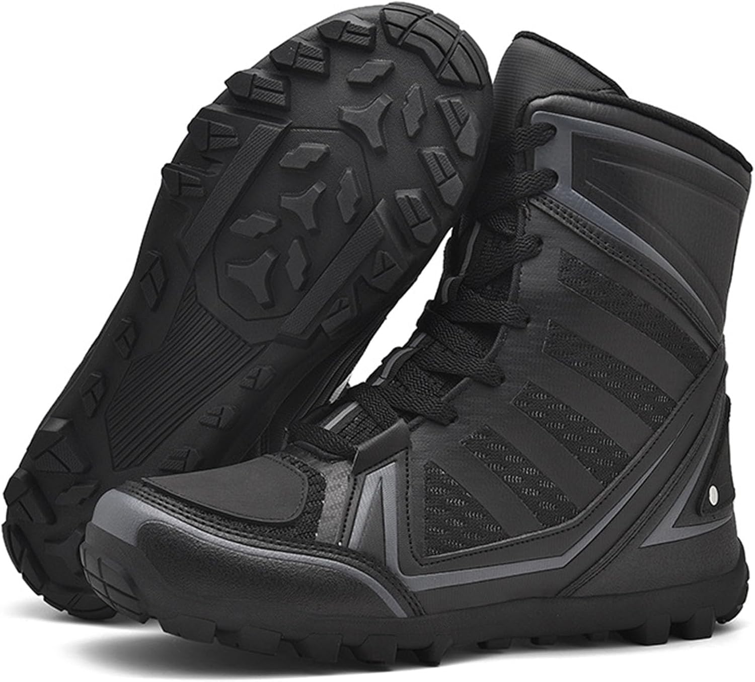 

Мужские мотоциклетные ботинки высокие, дышащие, с антискользящей подошвой и поддержкой щиколотки, модные для мотокросса Hiuzylqx, черный