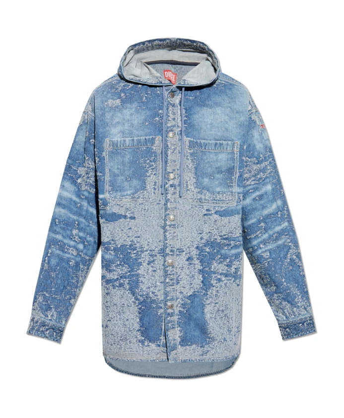 

Джинсовая рубашка с капюшоном Diesel, синий