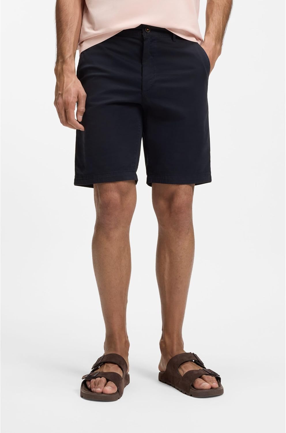 BOSS Мужские шорты Slim Fit из хлопкового твила, Dark Blue404 — фото 3