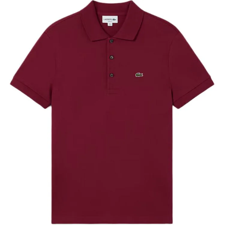 LACOSTE Футболка-поло мужская бордового цвета с воротником