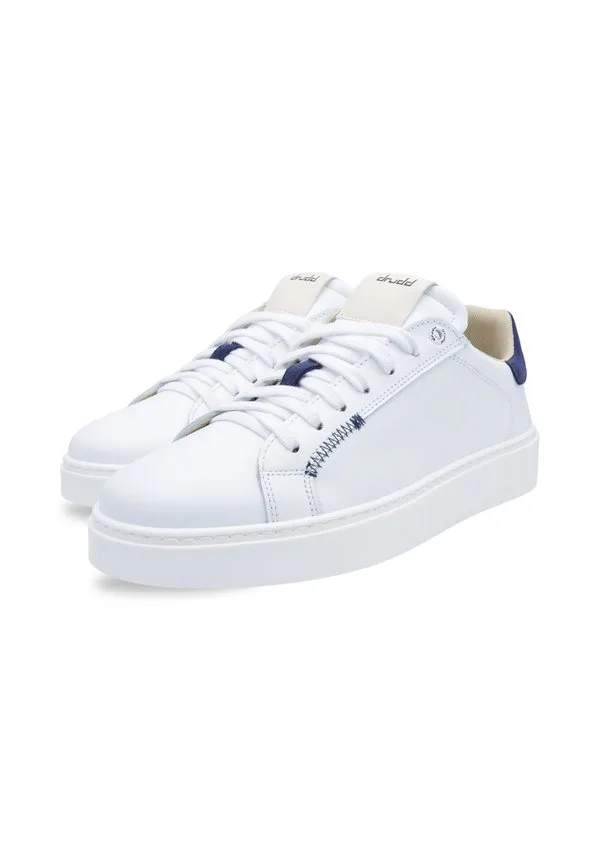 Детские кроссовки на шнуровке из кожи Drudd Italia, White/Blu — фото 3