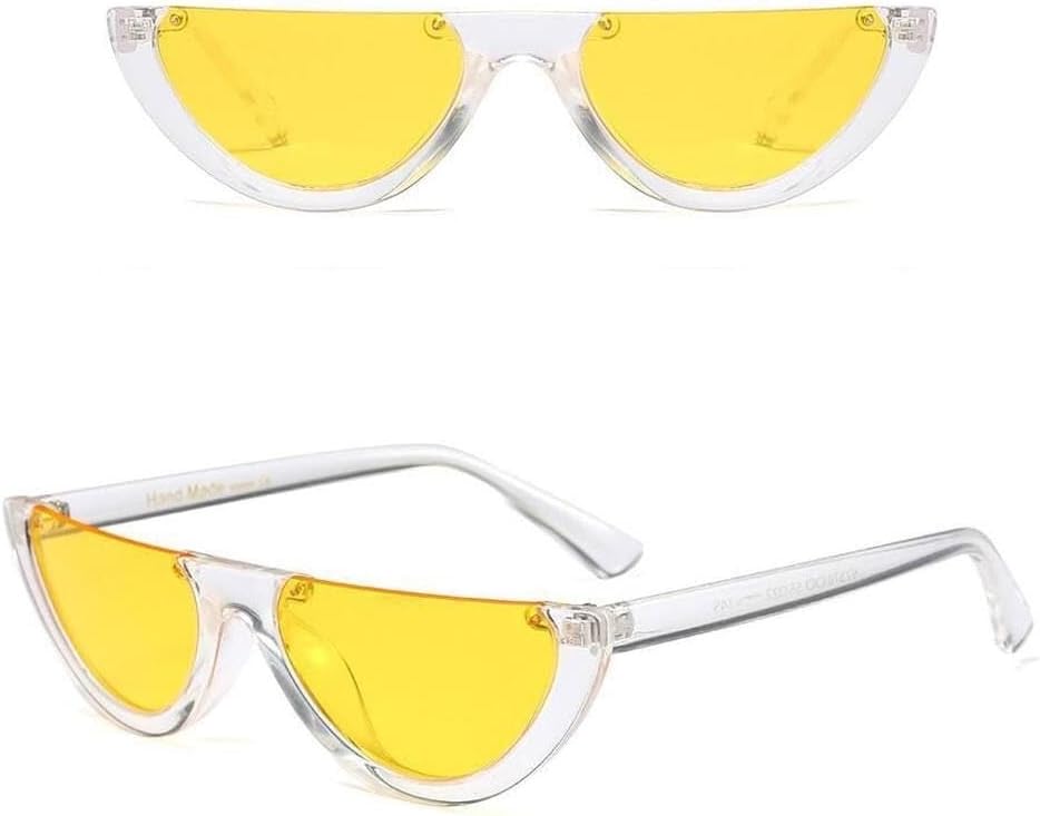 

Солнцезащитные очки Half Moon Slim Sunnies для женщин в стиле ретро-винтаж, розовые линзы, оправа «кошачий глаз», солнцезащитные очки для девочек LXLHWN, C6 Clear Yellow