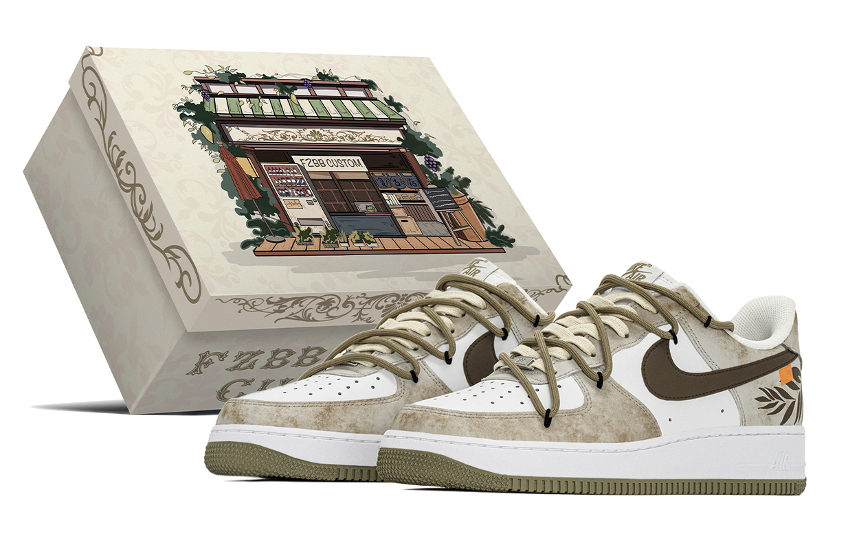 

Nike Кроссовки для скейтбординга Air Force 1 Box, Feather Abrasion Resistant, низкие, мужские, коричневый белый