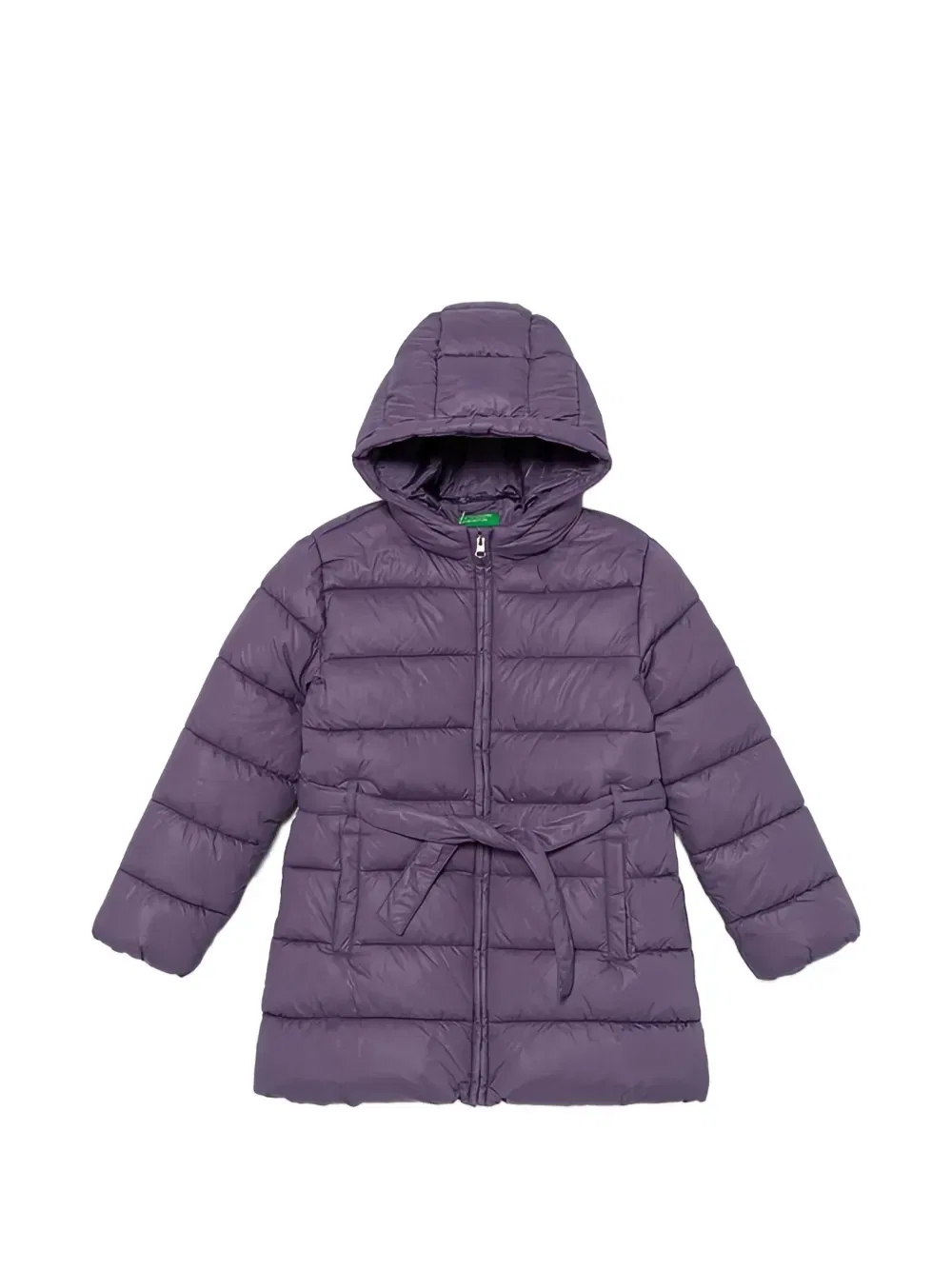 Пальто с капюшоном и поясом Benetton, фиолетовый