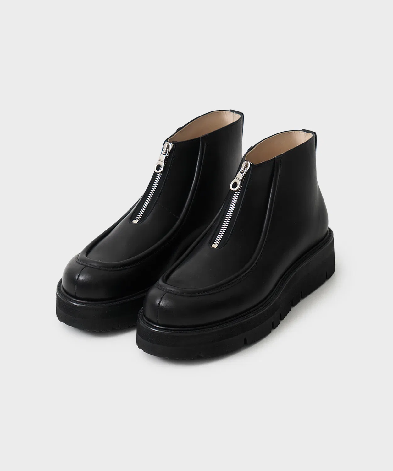 Мокасины с фронтальной молнией Foot the Coacher из стеархайда, на подошве Vibram, черные