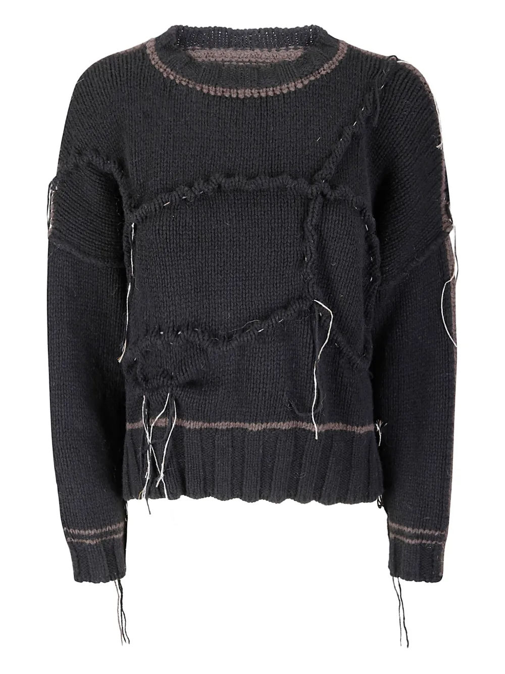 

Свитер с панелями и декоративной строчкой Handmade, черный