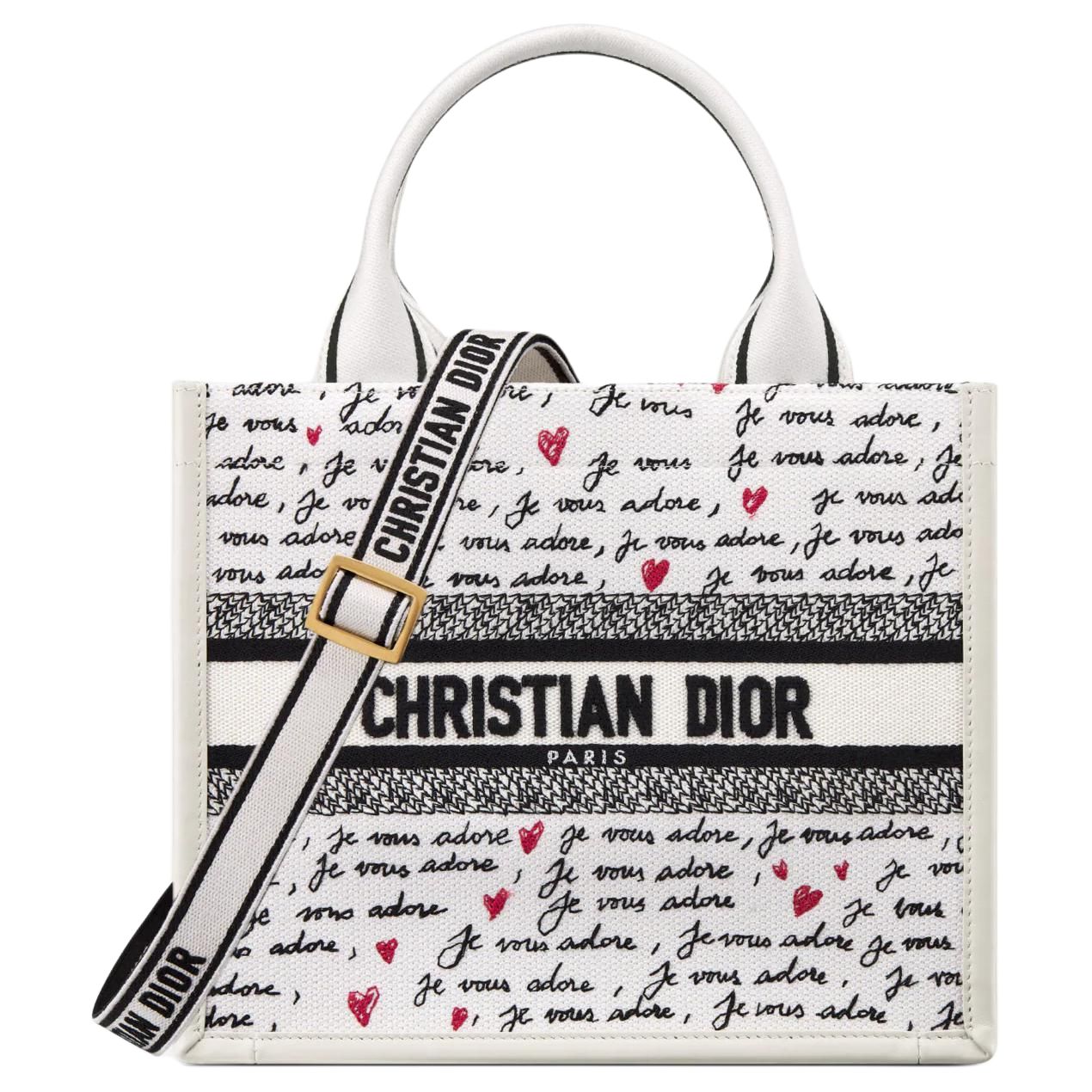 

DIOR Сумка-тоут из кожи коровы с канвой через плечо маленькая женская белая черная красная