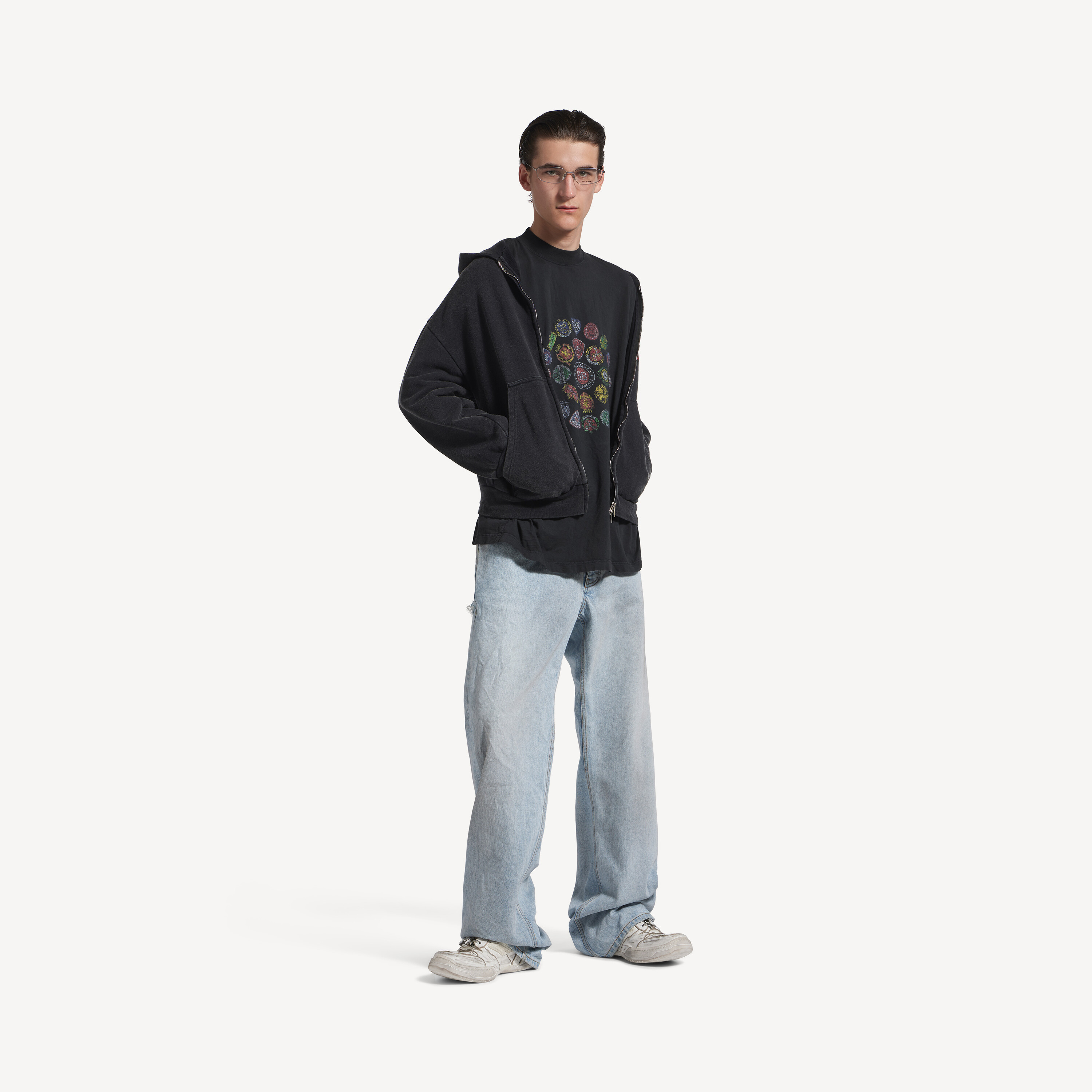 

Мужская футболка spiral crest среднего кроя, выцветший черный цвет BALENCIAGA, выцветший черный