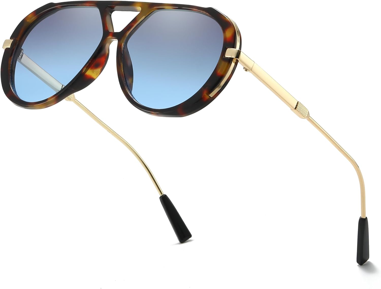 

Солнцезащитные очки-авиаторы IGnaef Retro Round для женщин и мужчин - большие, не спутываются, защита от УФ-излучения UV400 IF6152, C06 Tortoise Frame / Grey Blue Lenses